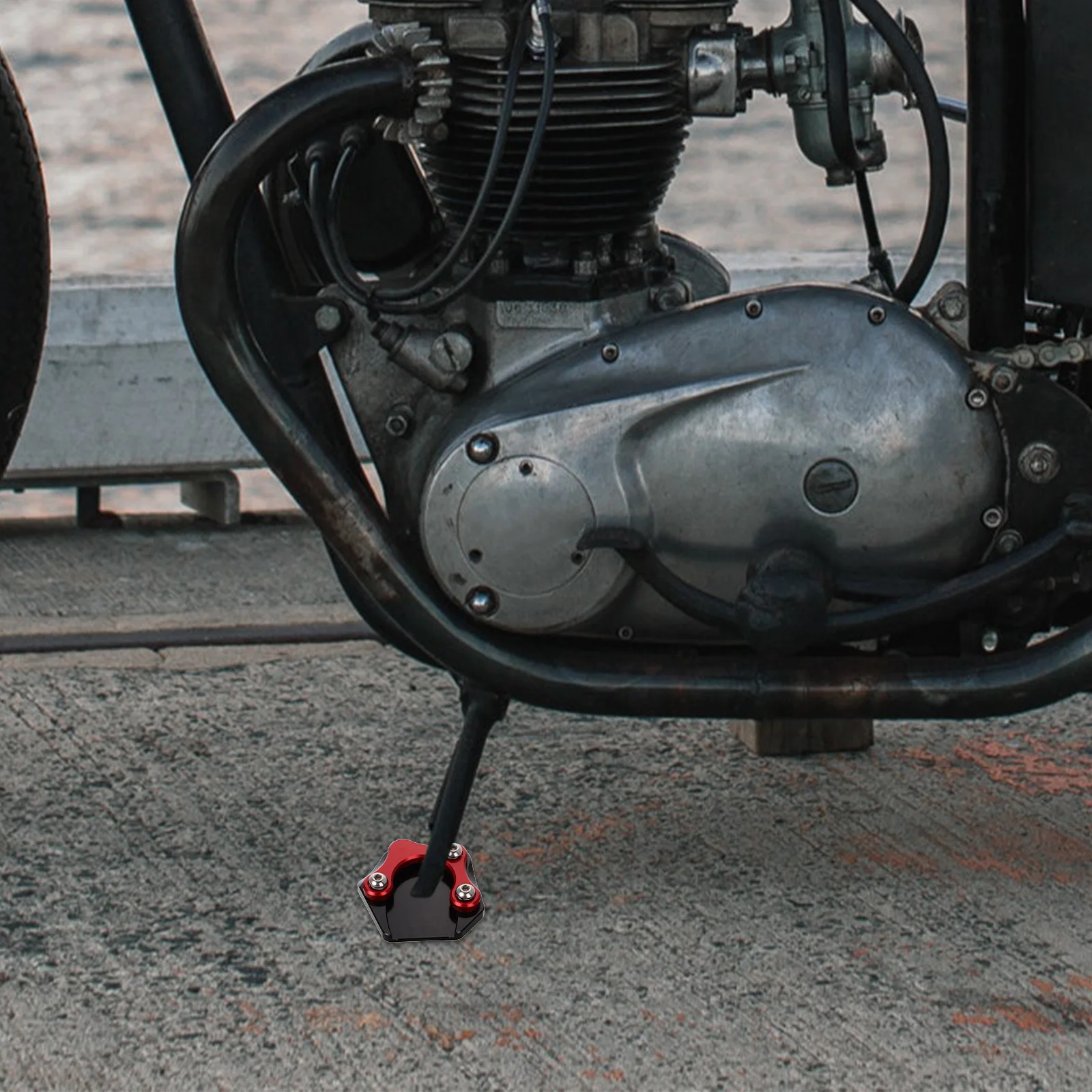 

Motorcycle Kickstand Foot Side Stand Extension Pad Anti-Slip Enhanced Stability Durable Support Plate Red For Motorcycles