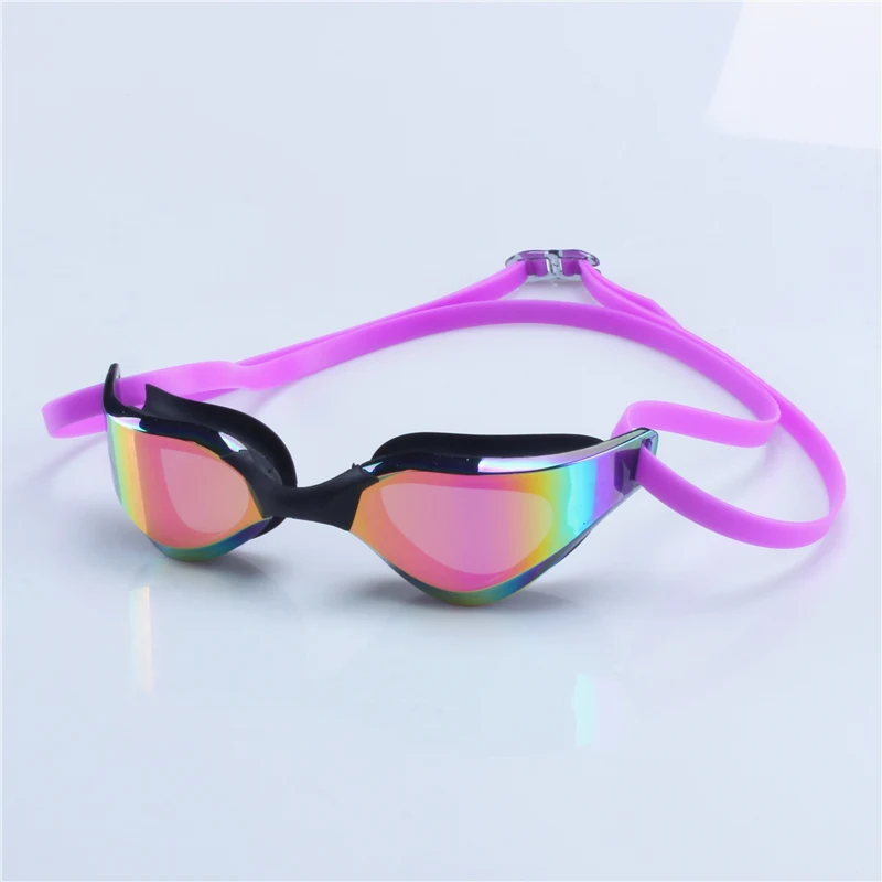 Lunettes de natation professionnelles anti-buée, électro-plaquées, étanches, en silicone