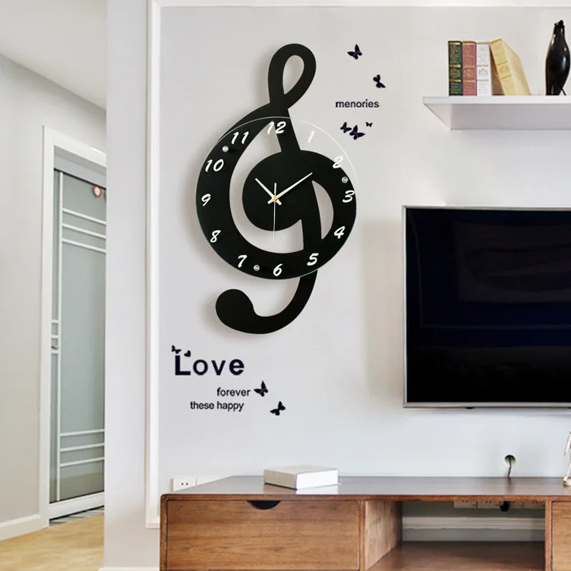 

Personalized Creative Notes Wooden Wall Clock, Mute Clock, Children's Room