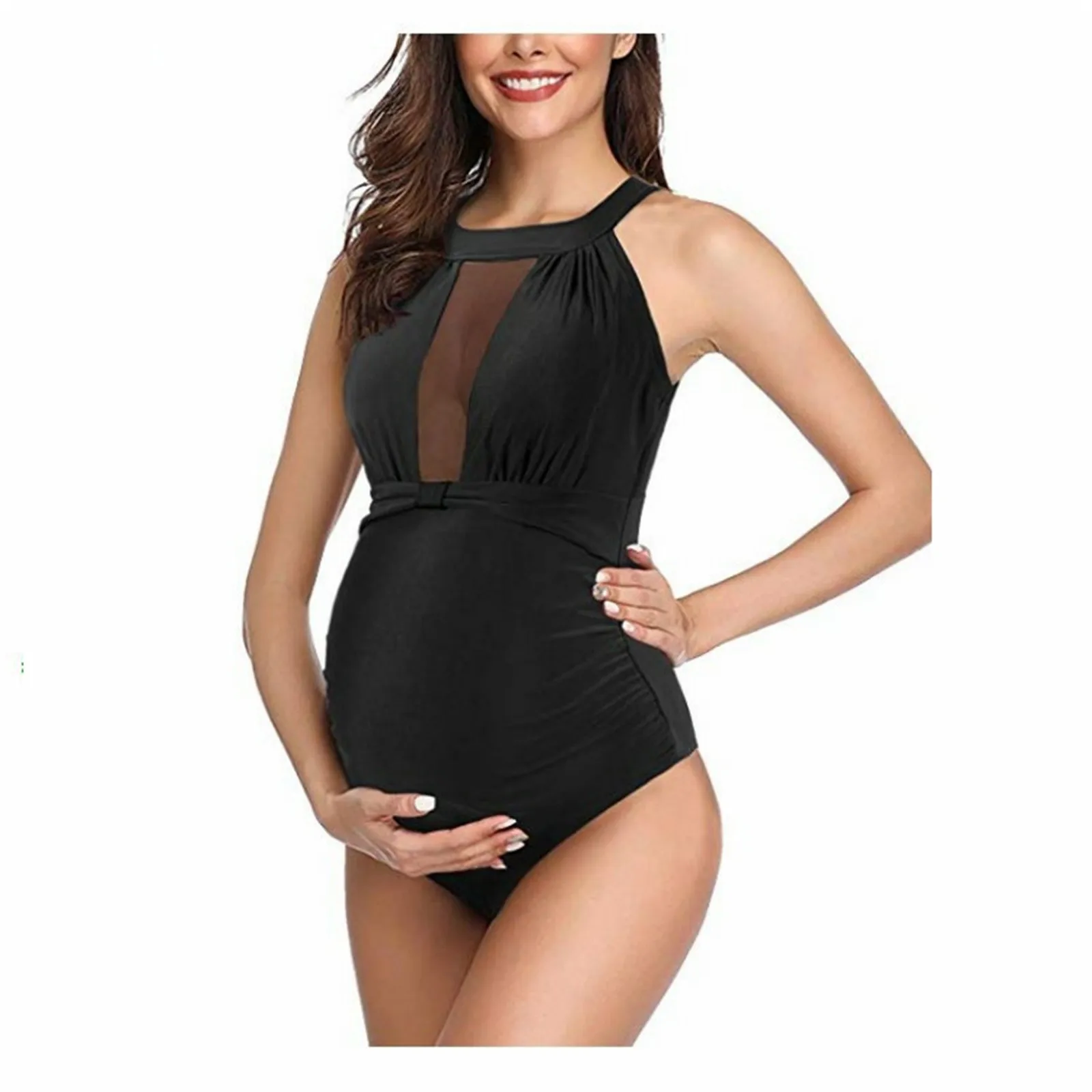 

Baby Sleep Support Wedge Womens Maternity Swimsuit Summer Bathing Beach Suits Solid Bikini Swimwear Maternity Sporty Swim Top