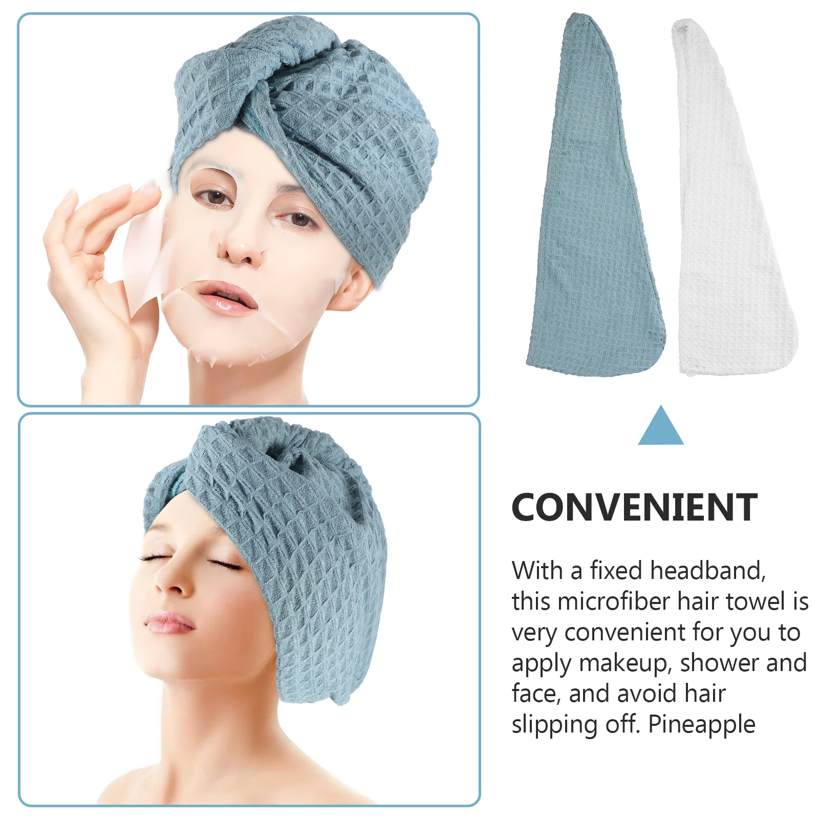 

2Pcs Hair Drying Towel for Women Quick Dry Absorbent Bath Cap Smooth Frizzy Curly Hair Comfortable Shower Hat Gift