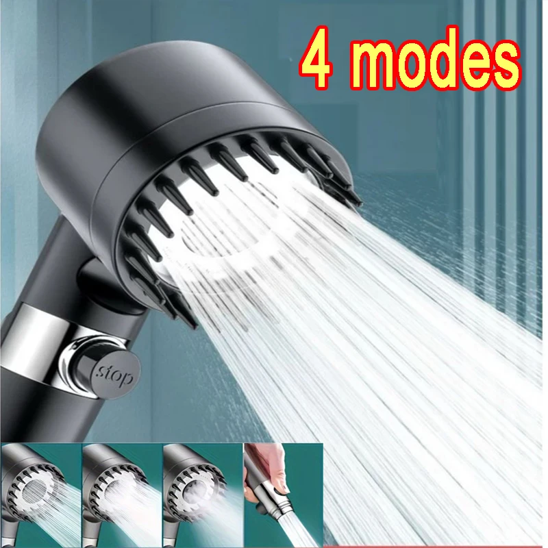 4 Modes Faucet for Bathroom Shower Head Kitchen Faucet One-Key Stop Water Massage Shower Head with Filter Bathroom Shower Set