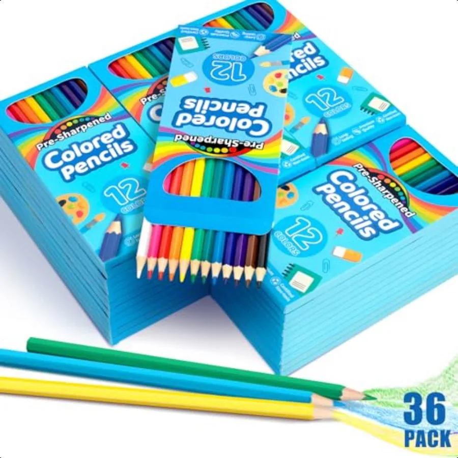 

432 Count Colored Pencils Bulk for 36 Packs Presharpened Coloring Pencils in 12 Colors Bulk School plies for Teachers Ideal Bac