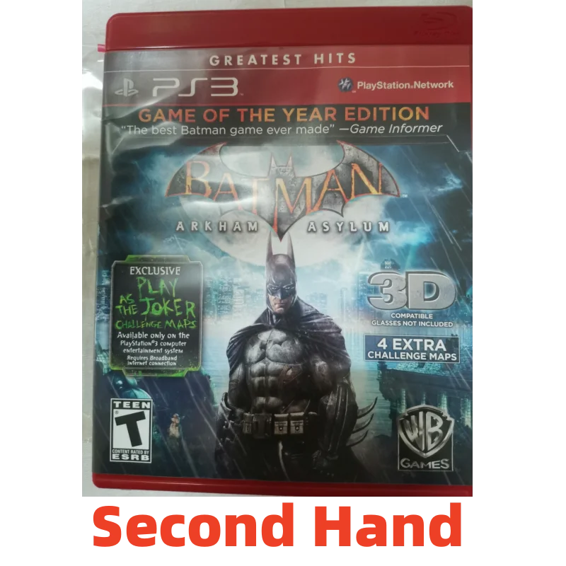 PS3 لعبة اليد الثانية CD باتمان Arkham Asylum بلاي ستيشن 3 لعبة أقراص ألعاب Ps3 باتمان Arkham Asylum