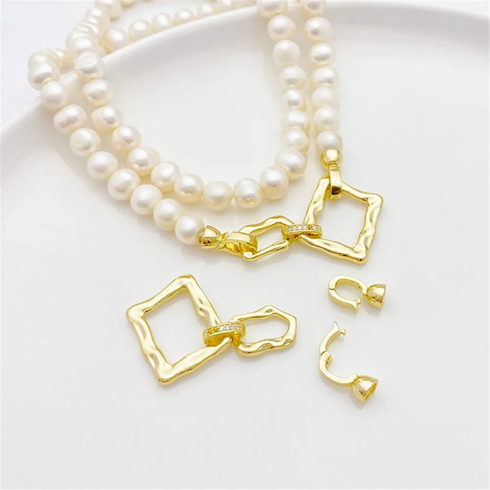 

14K Gold-plated Double Circle Pearl Clasp Handmade Diy Bracelet Necklace Finishing Clasp Jewelry Accessories K126