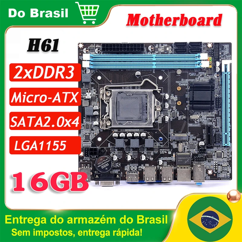 H61 Computer Motherboard LGA1155 Socket I3/I5/I7 CPU Desktops MainBoard 4 X SATA 2.0 10/100/1000 Mbps LAN Onboard for Office