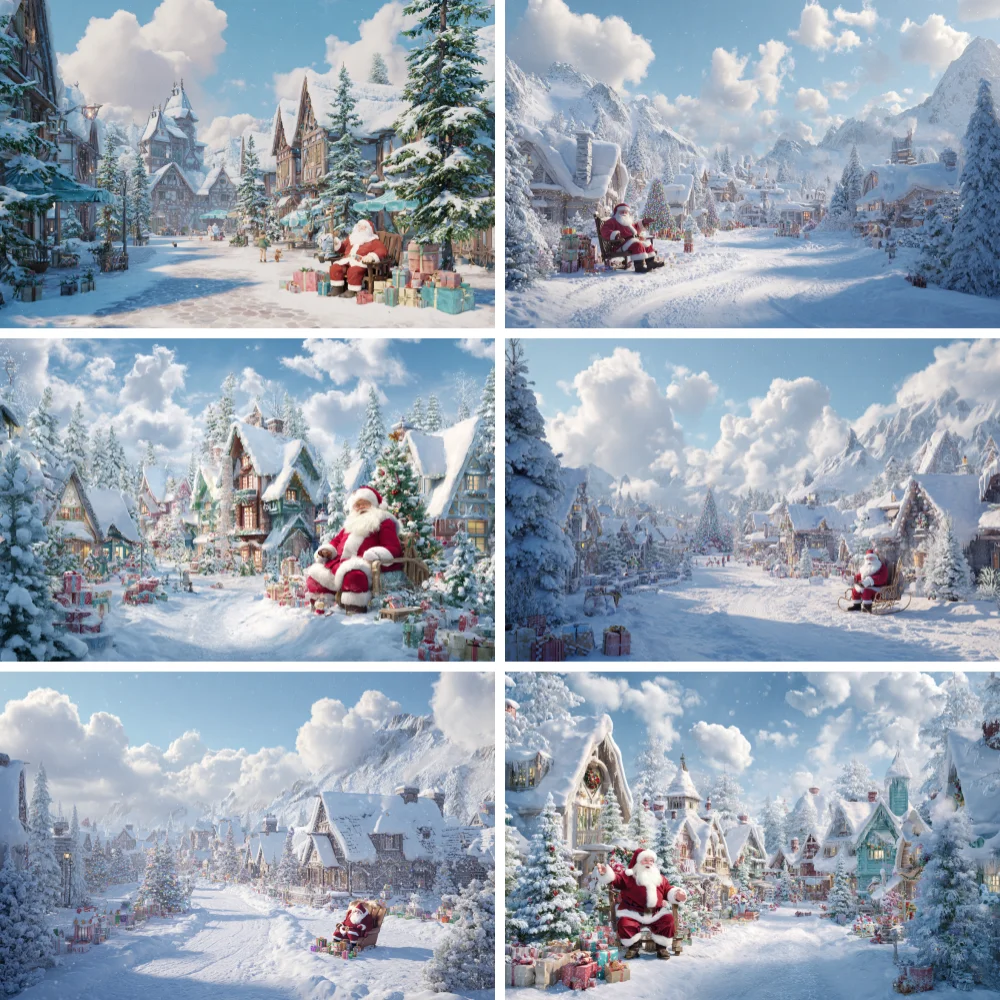 

Christmas Snow View Town Winter Village Kids Baby Gifts Family Party Backdrop Custom Kid Room Photo Poster Decor Wall Background