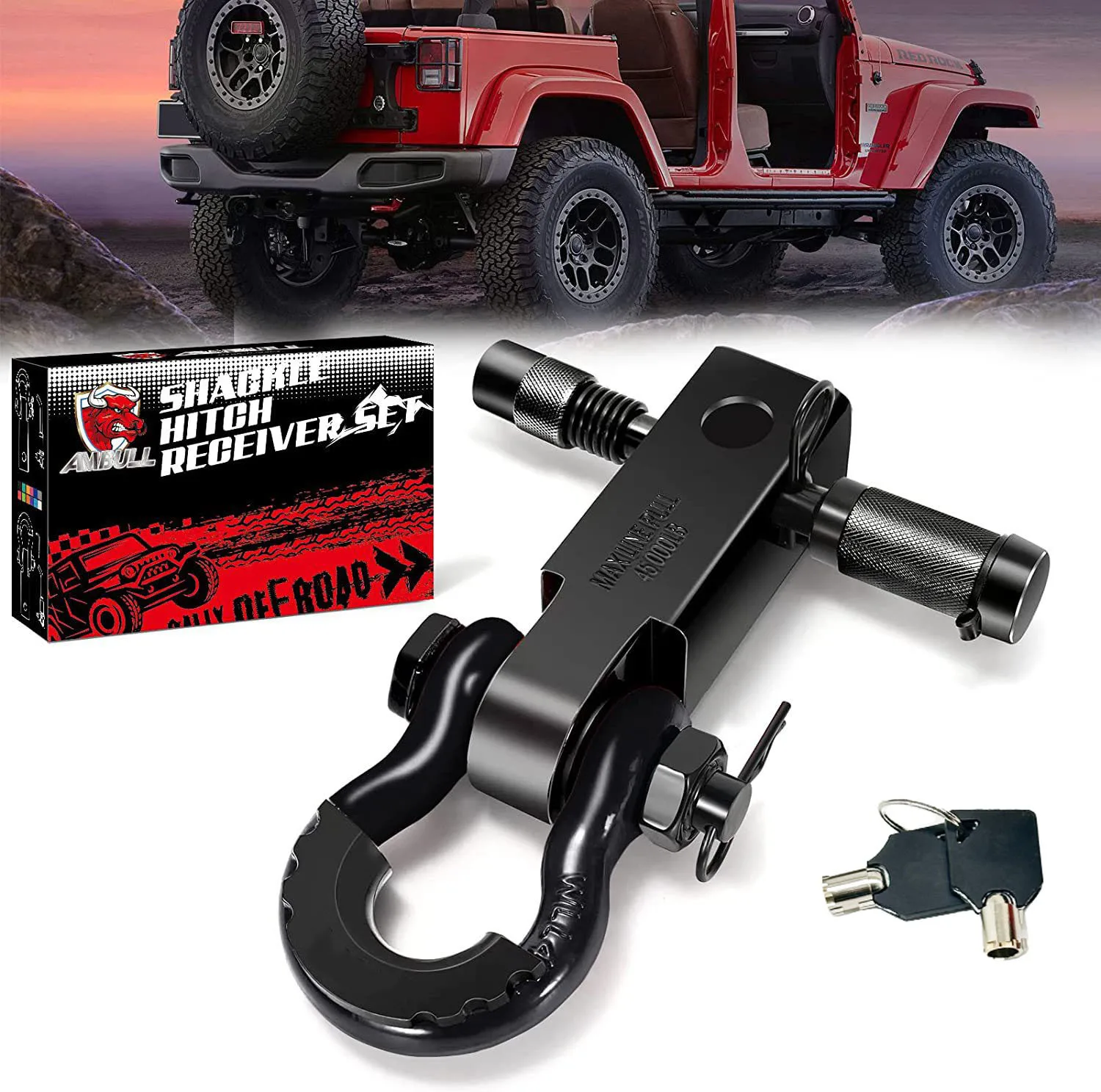 

Приемник сцепного устройства с скобой 42000 фунтов. Сверхмощный 2-дюймовый кольцевой стержень D диаметром 3/4 дюйма и фиксирующий штифт сцепного устройства прицепа 5/8 дюйма.