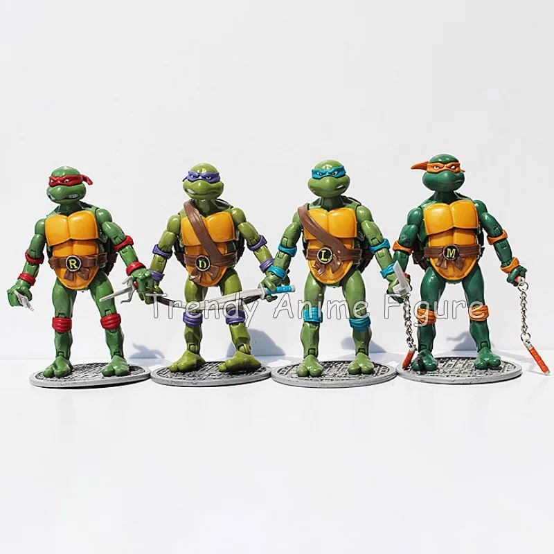 4 pçs/set Tartarugas TMNT Figura de Ação 2012 Filme Tartaruga Coleção Michelangelo Donatello Raphael Leonardo Estatueta 17cm Modelo Brinquedos