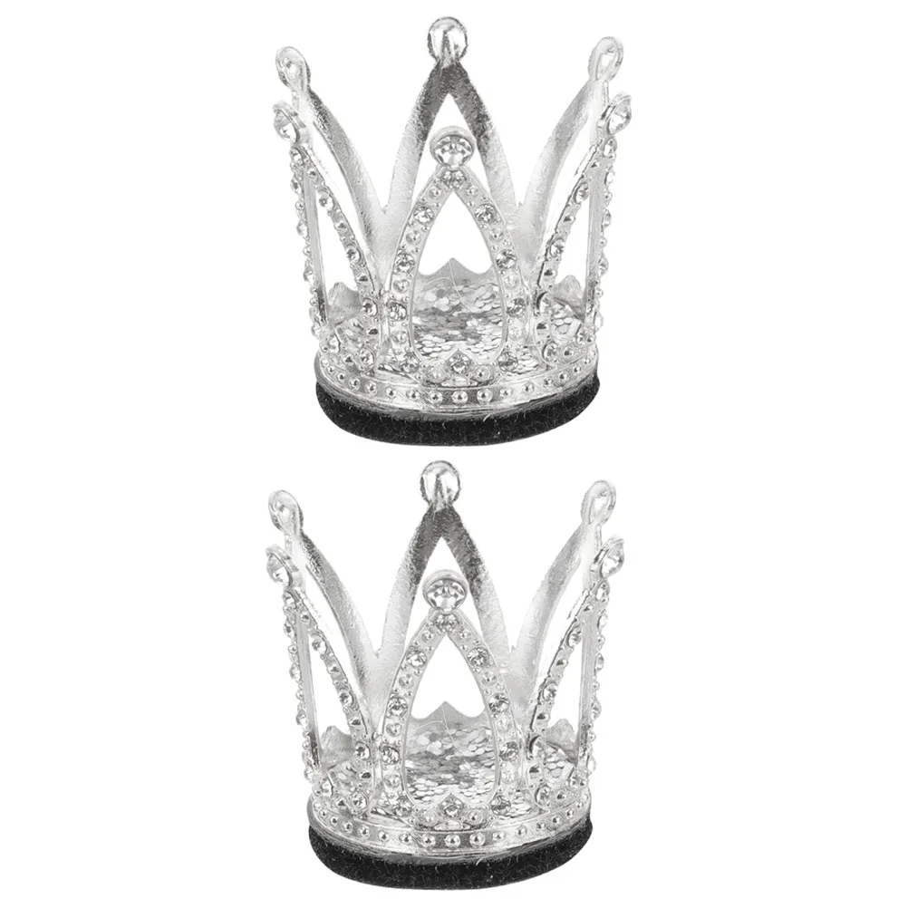 

2Pcs Crown Decoration Silver Motorcycle Accessories for Women Rhinestone Ski Ornament Easy Attach Remove Birthday