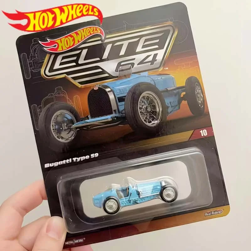 

In Stock Hot Wheels Elite 64 Bugatti Type 59 1:64 Racing Car Model Diecast Ornament Cars Toys Boys Collectible Holiday Gifts