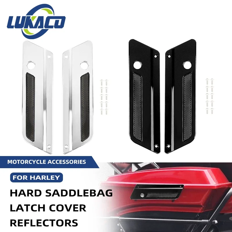 

2 Pc Motorcycle Saddlebag Latch Plate Reflector Cover For Harley Touring Electra Street Glide CVO Road King Ultra FLHT 1993-2013