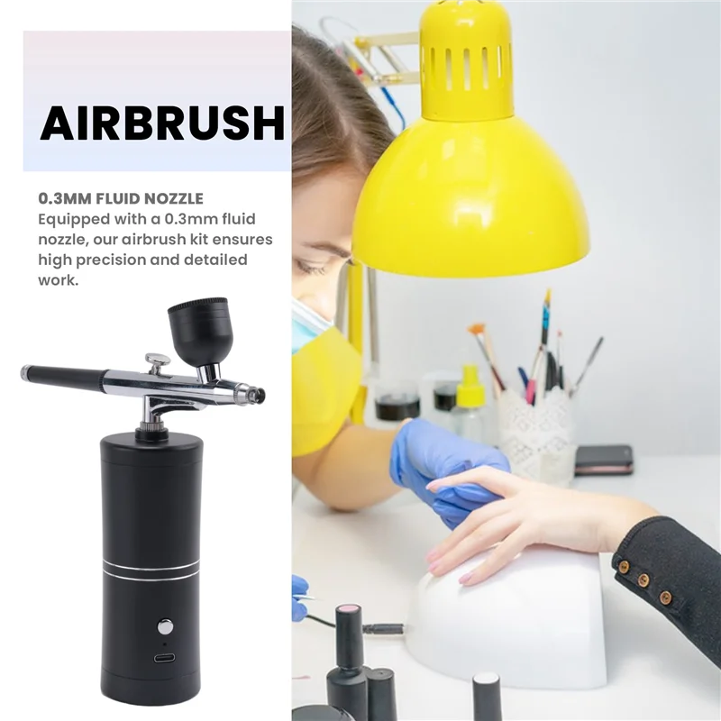 AA20-Airbrush Kit With Compressor Rechargeable Cordless Non-Clogging High-Pressure Airbrush Set For Nail Art Makeup Painting Dur