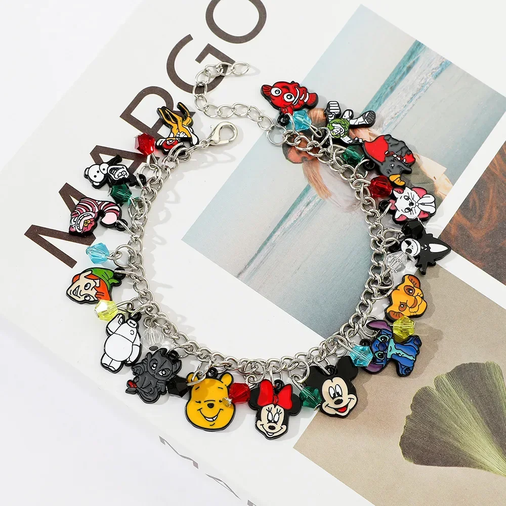 1pc Disney Mickey  Winnie the Pooh Bracelets for Women, Jewelry Charms,Cute cartoon bracelats,  colorful Jewelry Birthday Gifts