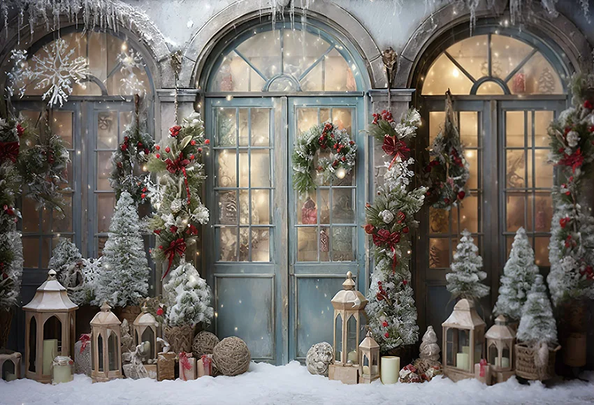 Mehofond Photography Background Winter Christmas Window Snow Xmas Trees Kids Family Party Portrait Decor Backdrop Photo Studio