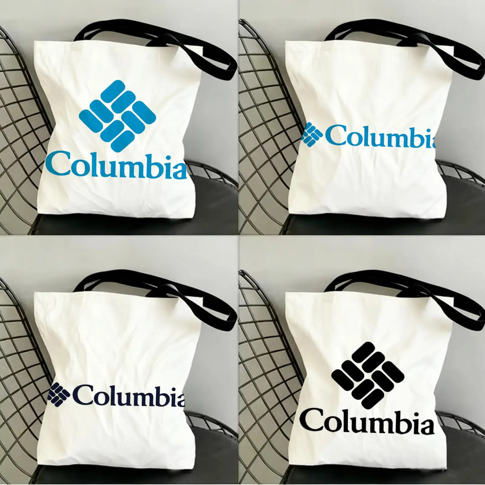 

Classic C-Columbia Storage Bags Canvas Double-Sided Print Fashion Shoulder Tote Shopping Bag Gift Eco Handbags