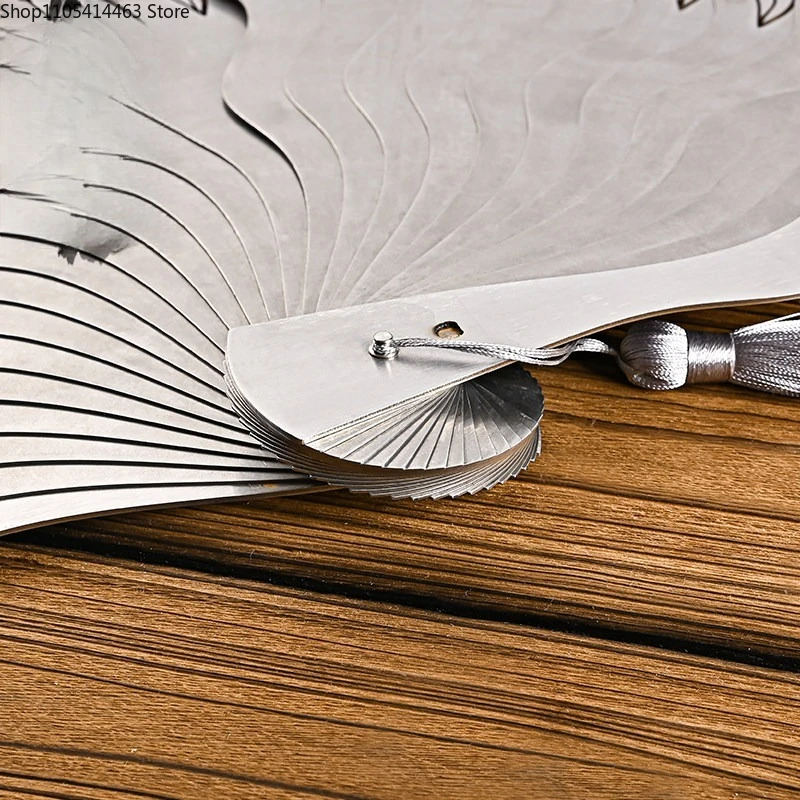 Hollow Iron Fan Self-Defense Kung Fu Tai Chi Fan  Metal Stainless Steel Folding Fan