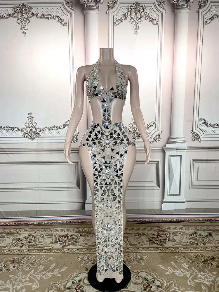 Glanzende Gouden Steentjes Lovertjes Fringe Wijde pijpen jumpsuit 2025 Vrouwen Sexy Night Party Club Outfit Zanger Stadium Voeren kostuum
