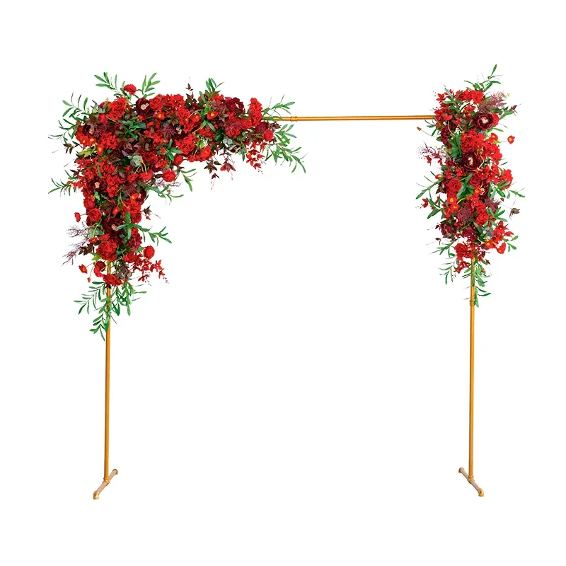 Arch Stand +Artificial Silk Flower Arrangement white cloth Set Decor Party Wedding Backdrop Floral Row 1 set Metal Wrought Iron