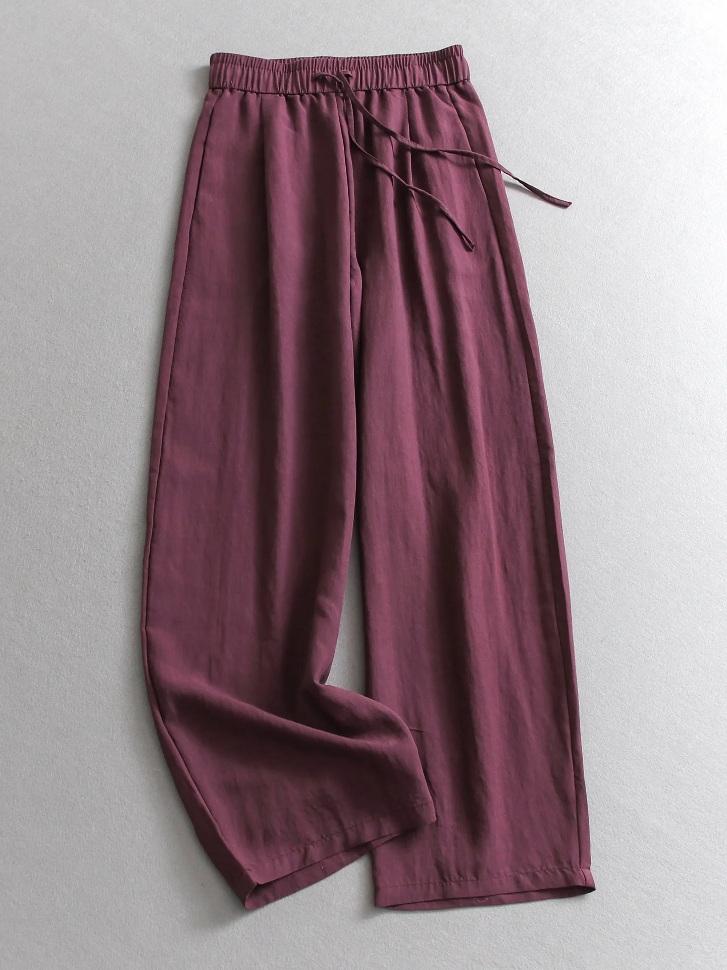Linen Blend Casual Loose Fit Straight Leg Pants Thin Lightweight Comfortable Women's Summer Cool Feeling Trousers