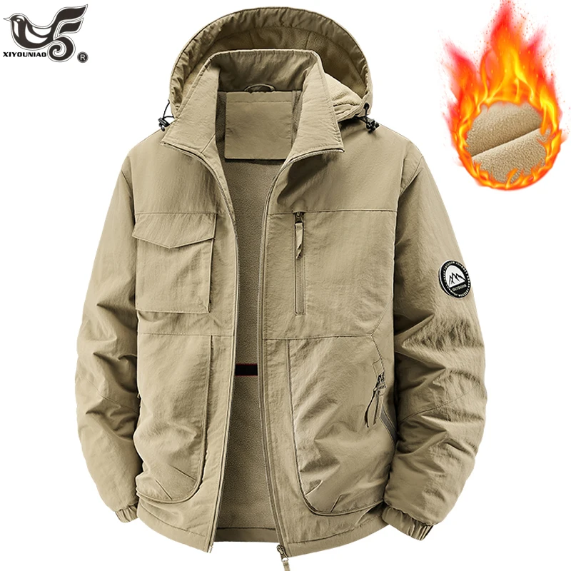 الرجال سترات سميكة الدافئة معطف مقنع القطن مبطن جاكيت من الصوف عادية مبطن سترة مضادة للماء الخريف الشتاء أبلى الملابس