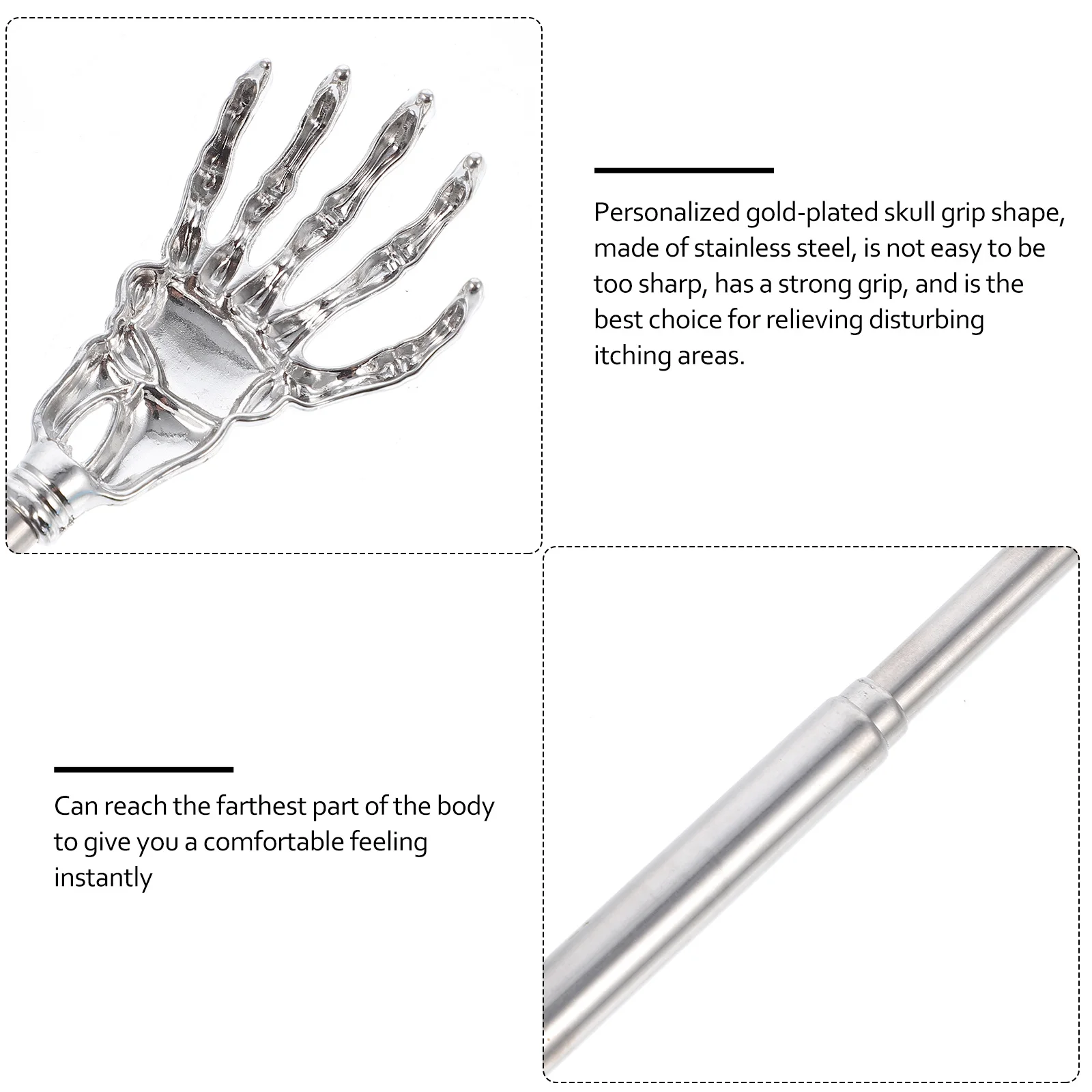 3 stücke Edelstahl Teleskop Zurück Scratcher Lange Reichweite Körper Massage Werkzeug Für Juckreiz Relief Tragbare Langlebige Metall Backslappen
