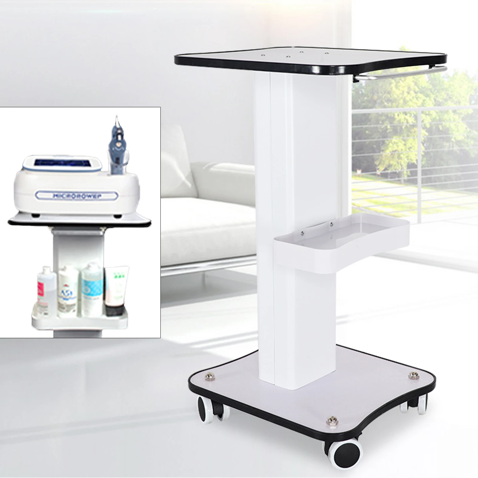 

Hairdressing Trolley for Beauty Instrument Rolling Salon Tray Barbershop Storage Cart with Wheels