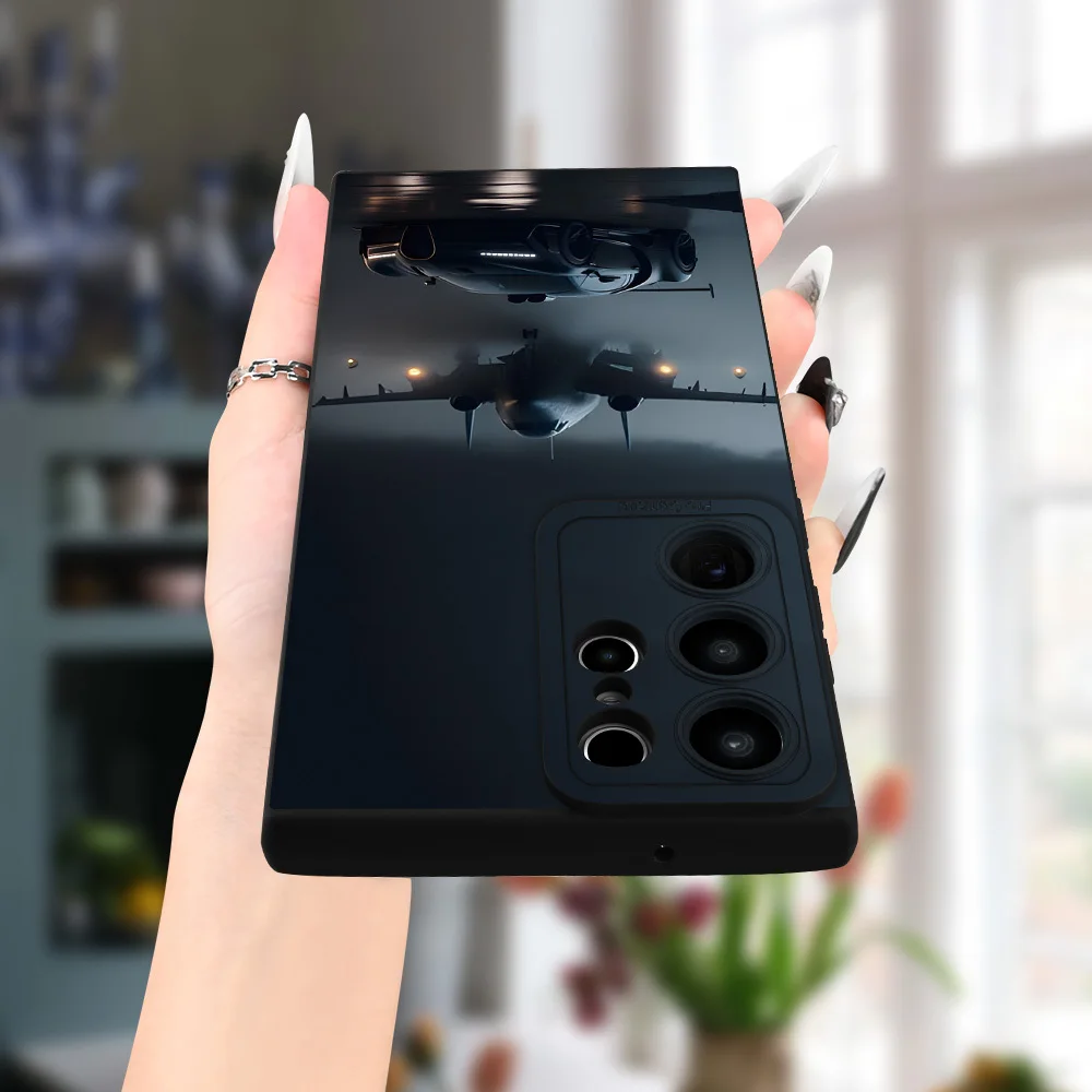 Minimalistische zwarte futuristische sportwagen vliegtuig patroon zachte hoes telefoonhoes voor iPhone 17 16 15 14 13 12 11 pro max plus