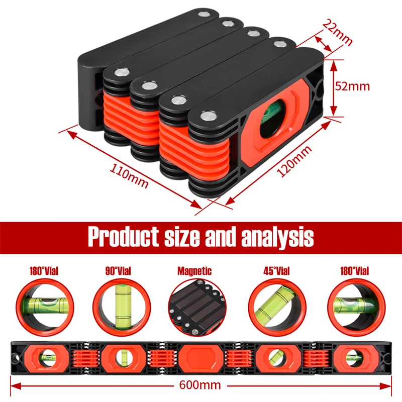 Imagem -06 - Medidor de Nível Dobrável Multi-funcional Tubos de Medição Multi-angle Construção Escadas Cantos Dobrável Estender Ferramentas de Carpintaria 1pc