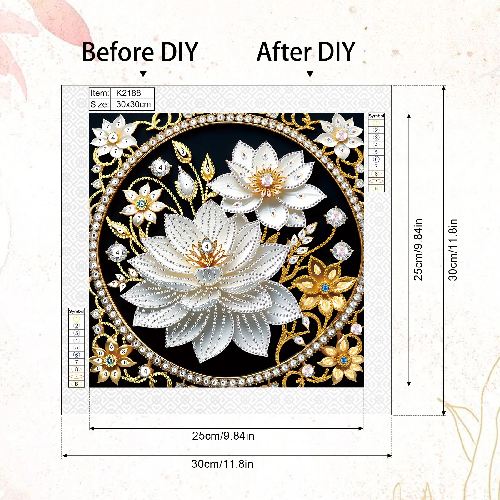 Lotus Special Shape Diamond Art Painting Kit for Adult Beginner,Crystal Diamond Special Shape Kit for Home Wall Decoration Gift view 2