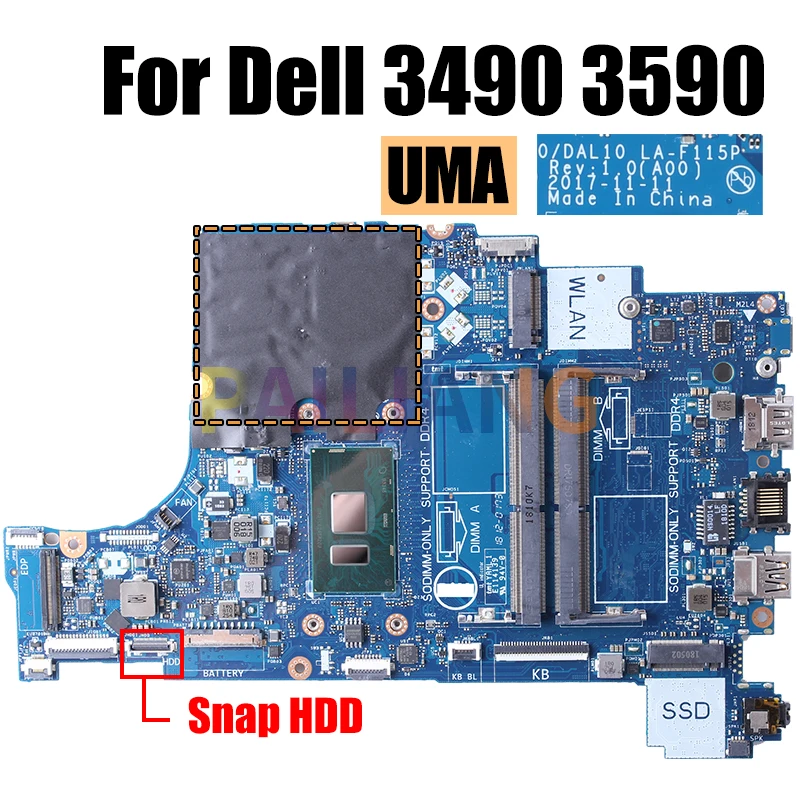 Imagem -03 - Placa-mãe do Portátil para Dell Mainboard Testado Completo La-f115p i3 i5 8th Gen 2160889004 4g 0f093x 0k6knt 3490 3590