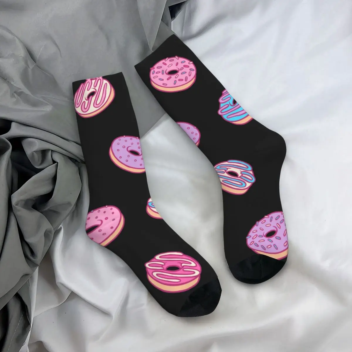 Pastel Donut Stockings Hand Drawn Custom Fashion Socks Winter Non Skid Socks Girls Climbing Soft Breathable Socks