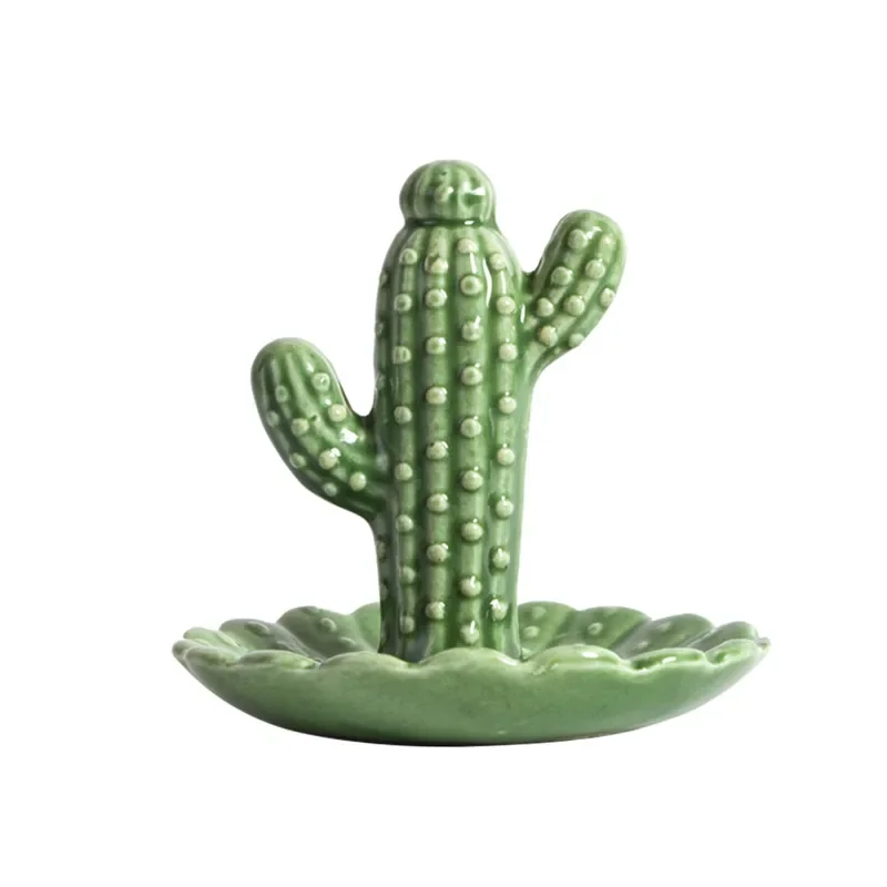 Nordic ins ceramic cactus ornaments living room desktop simulation cactus jewelry storage tray home decoration office crafts