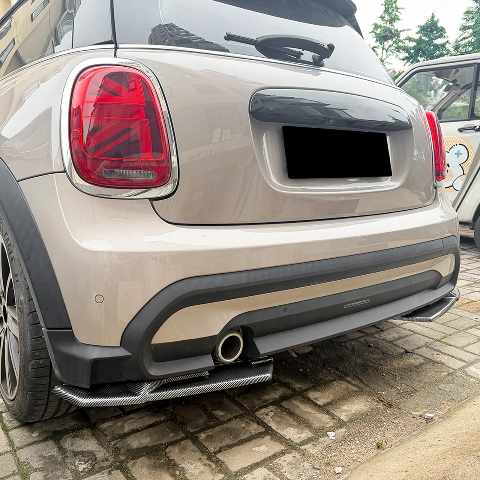 

For Mini Cooper F55 F56 F57 2014-2021 Rear Bumper Diffuser Side Spoiler Cover Carbon Fiber Look/Gloss Black Tail Boot Splitter