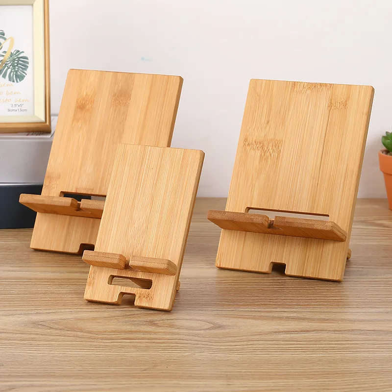 Bamboo mobile phone holder, natural bamboo base, desktop charging holder, mobile phone tablet multi-function rack.