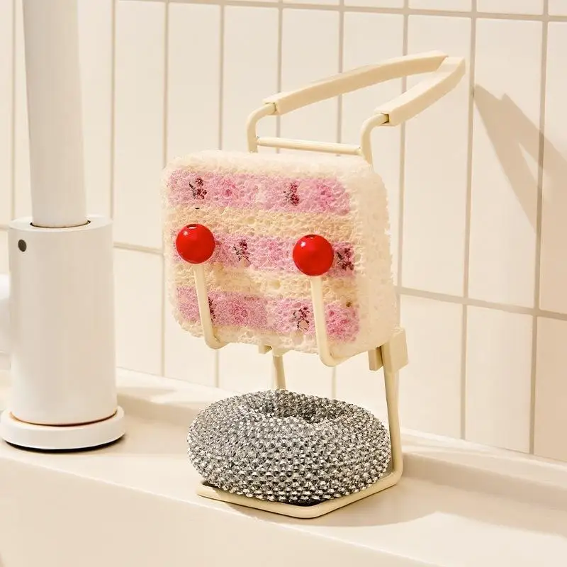 【MA】Kitchen Metal Sink Drying Holder Sink Rack Wall Sucker Sponge Storage Soap Stand Dish Cloth Shelf Organizer Holder Products