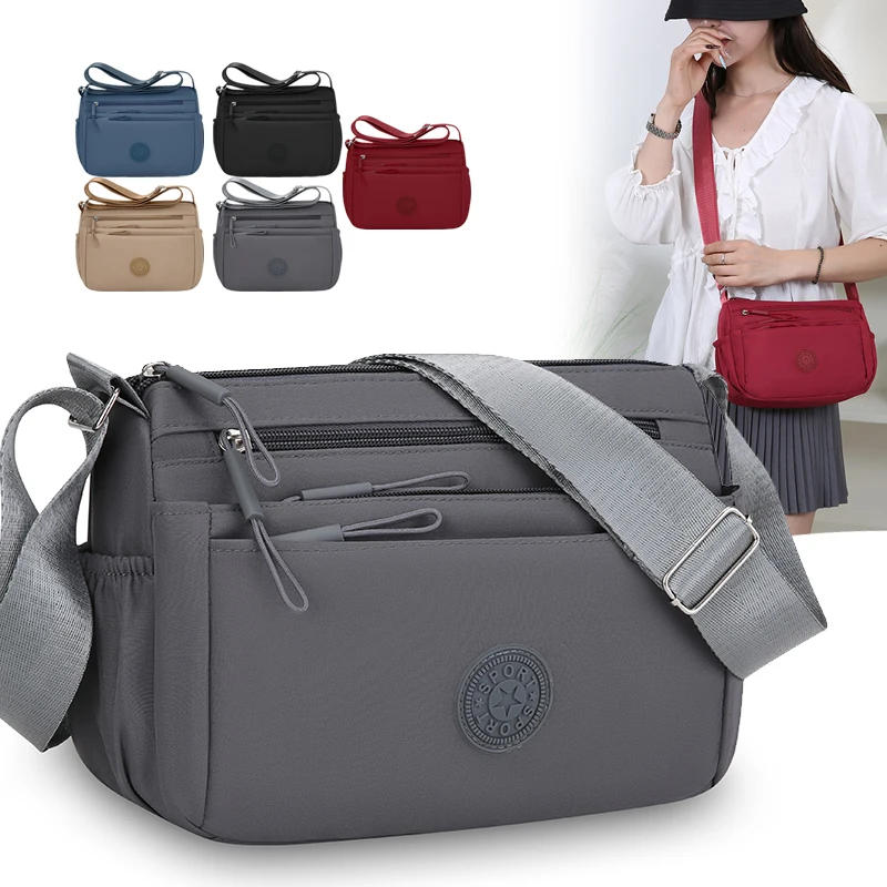 Oxford Cloth Canvas Crossbody Bag Large Capacity Travel Single Shoulder Mom Bag Mid-aged Women Bag Casual Simple Style Nylon