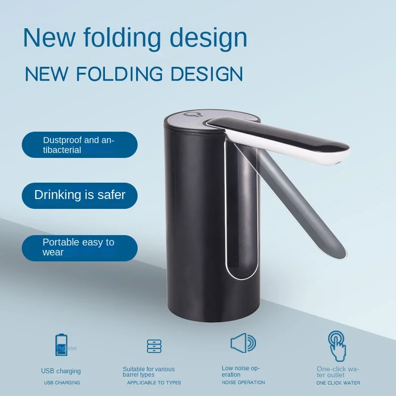 Dispensador de agua automático, bomba de botella de agua eléctrica portátil, recargable por USB, plegable, cubo cuantitativo inteligente