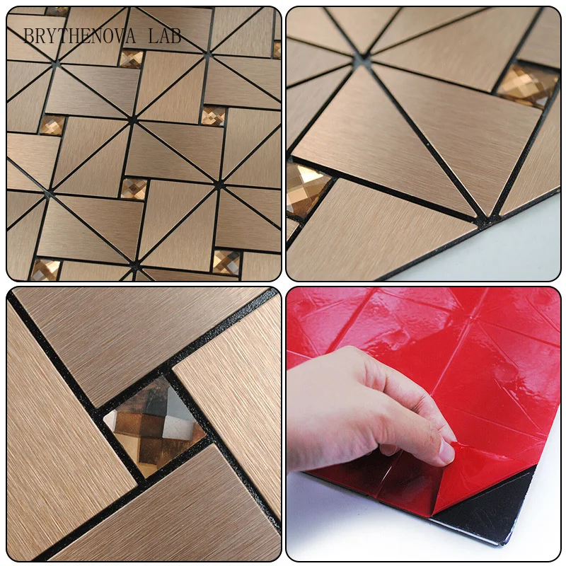 5 Pcs Self Adhesive Mosaic Stick Wall Tile Backsplash Washbasin Bathroom Living Room Home Background KTV Decor Wall Decals