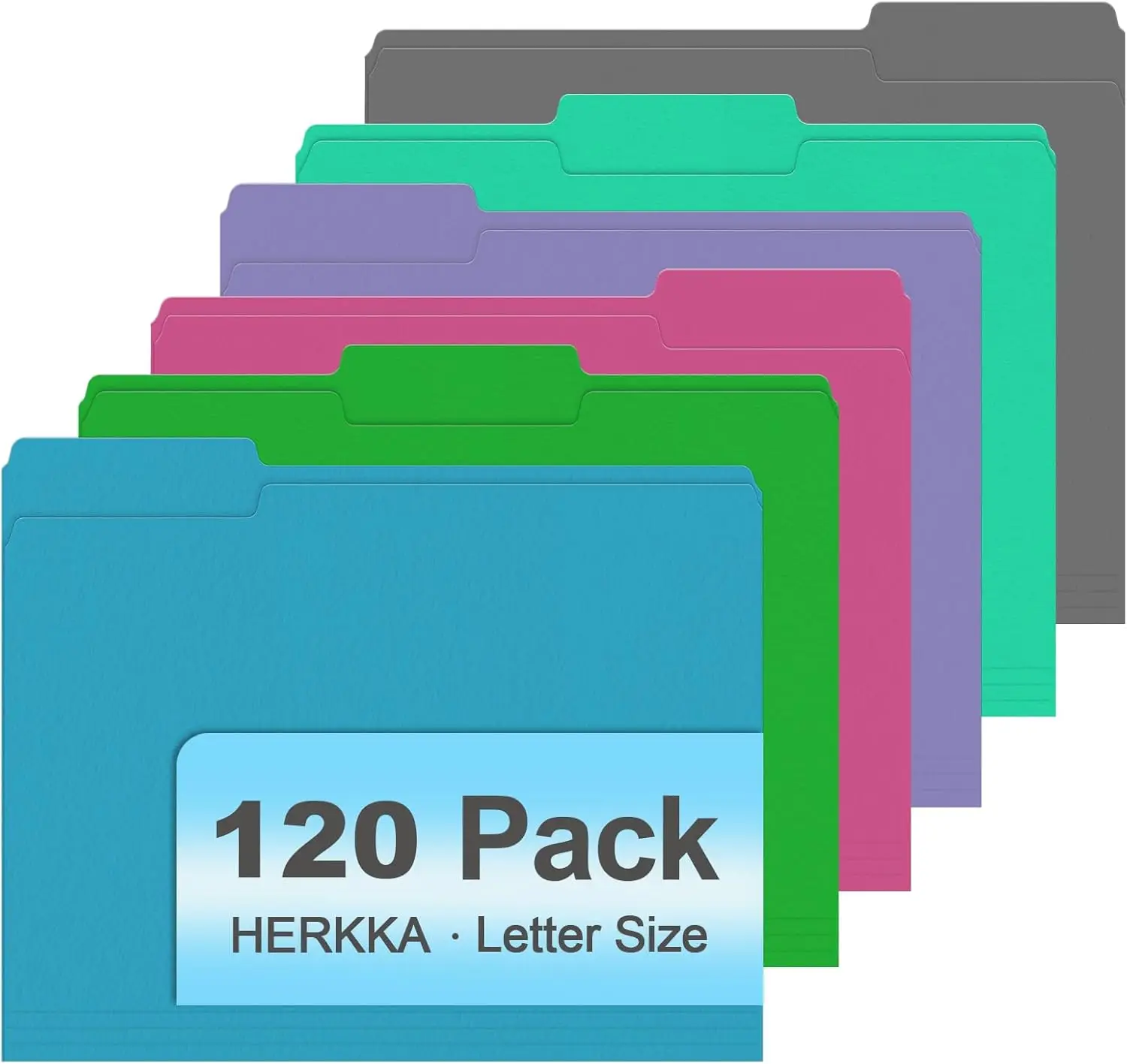 

File Folder, 120 Pack 1/3 Cut Tab File Folders, Letter Size, Assorted 6 Colors, Colored File Folders Designed for Office a