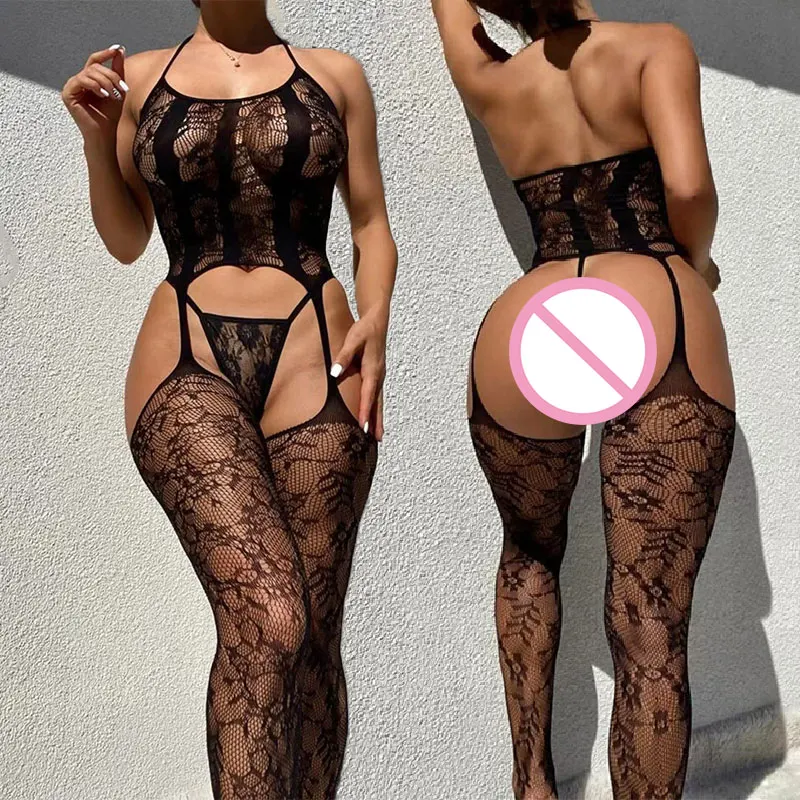 2025 Fishnet Bra Lingerie One Piece Crotchless Adult Sexy Underwear Transparent Body Suit Ultra Hot Open Tights Exotic Lingeries image 4
