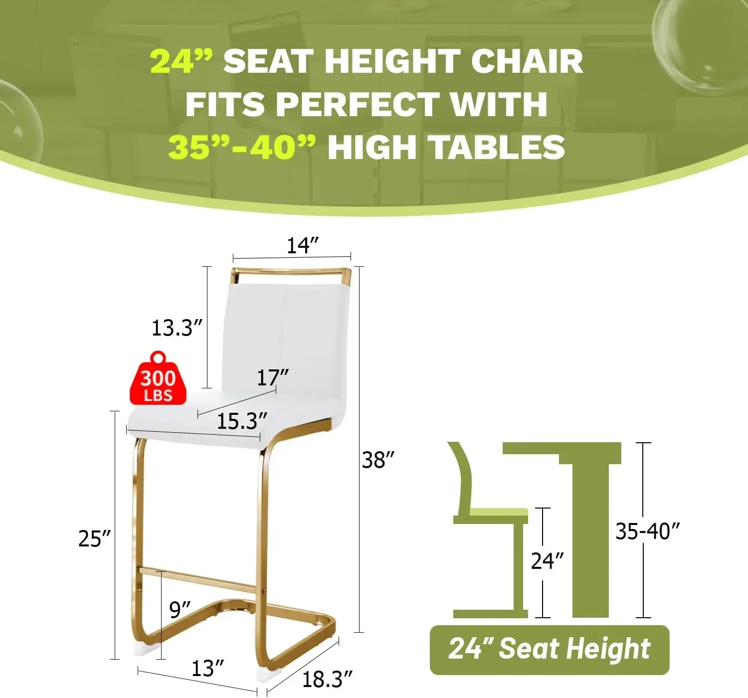 Gold Bar Stools with Back, White Island Chairs with Gold Chrome Plated Metal Leg,Faux Leather Barstools for Pub Kitchen Counter