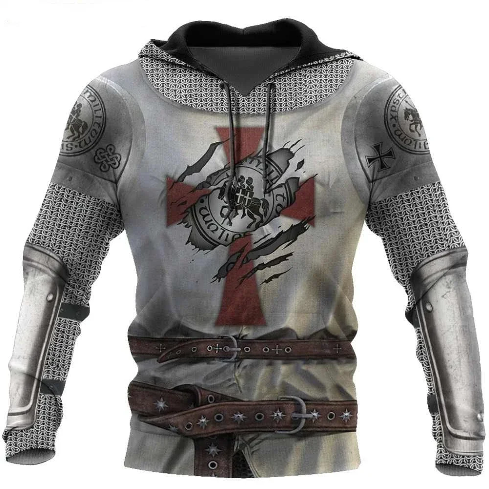 Knights Templar 3D-Druck Herren Laxity Hoodie Lässiger Oversize-Pullover Beliebter Streetwear-Mode-Sweatshirt Trendige Herrenbekleidung – Detail 18