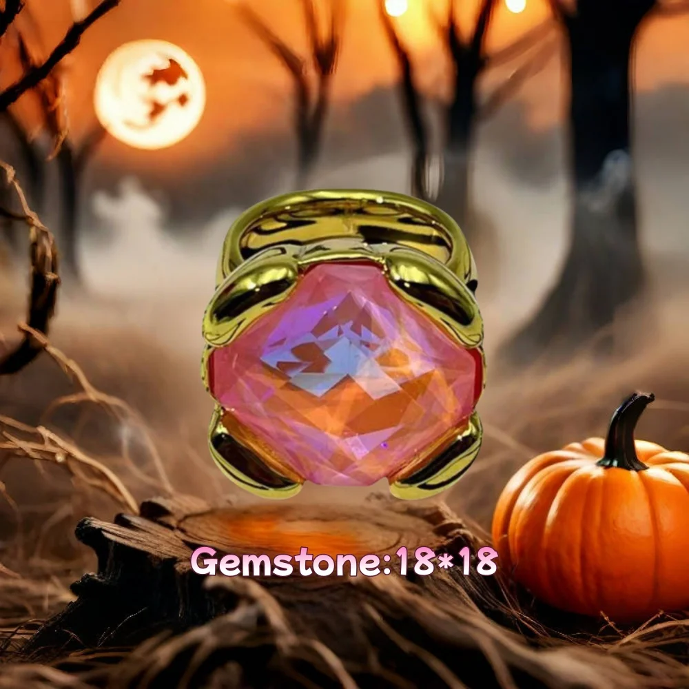 

2025 UAO Europe and America Original New Product Silvery Fashion square 18 * 18 pink crystal ring women's Valentine's Day Gift