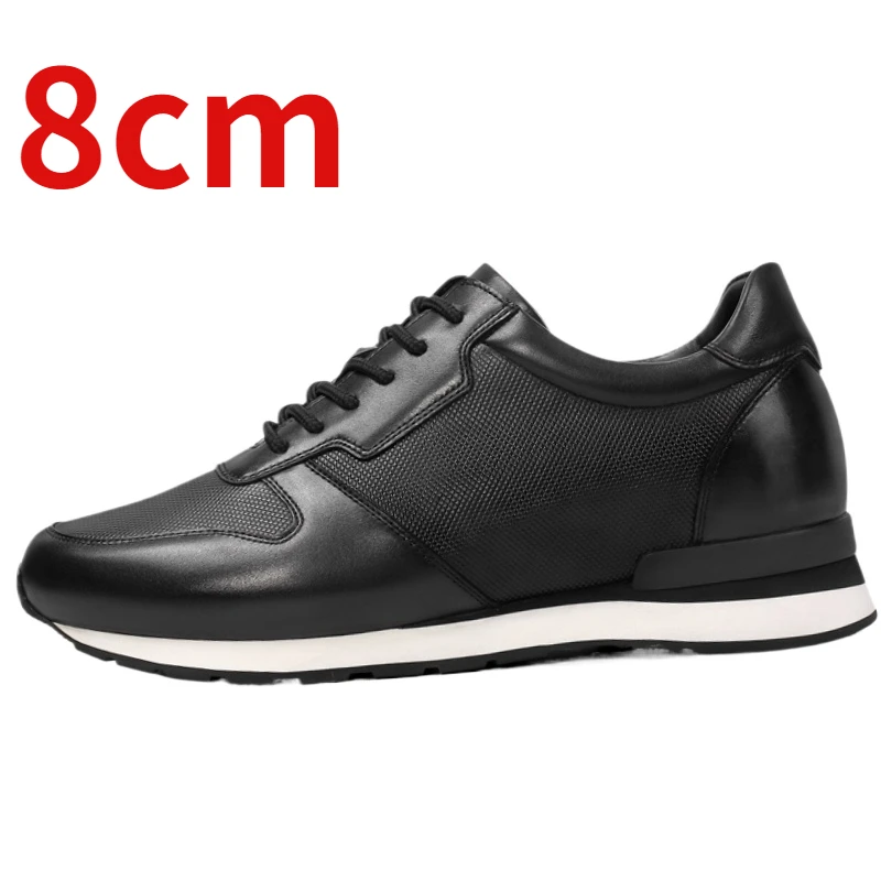 Invisible Height-increasing Shoes for Men's Comfortable 8cm Elevator Genuine Leather Breathable Business Casual Sports Shoes Man