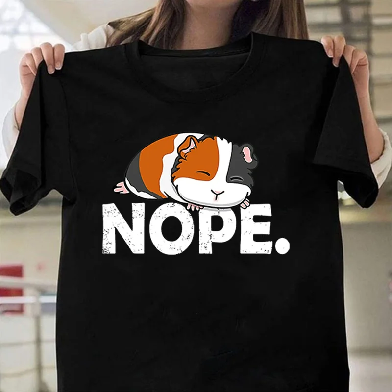 Guinea Pig Nope Printing T-Shirt Women Men Summer Tees Round Neck T-Shirt