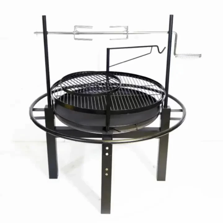 

Outdoor Patio Fire Bowl BBQ Grill with Rotisserie