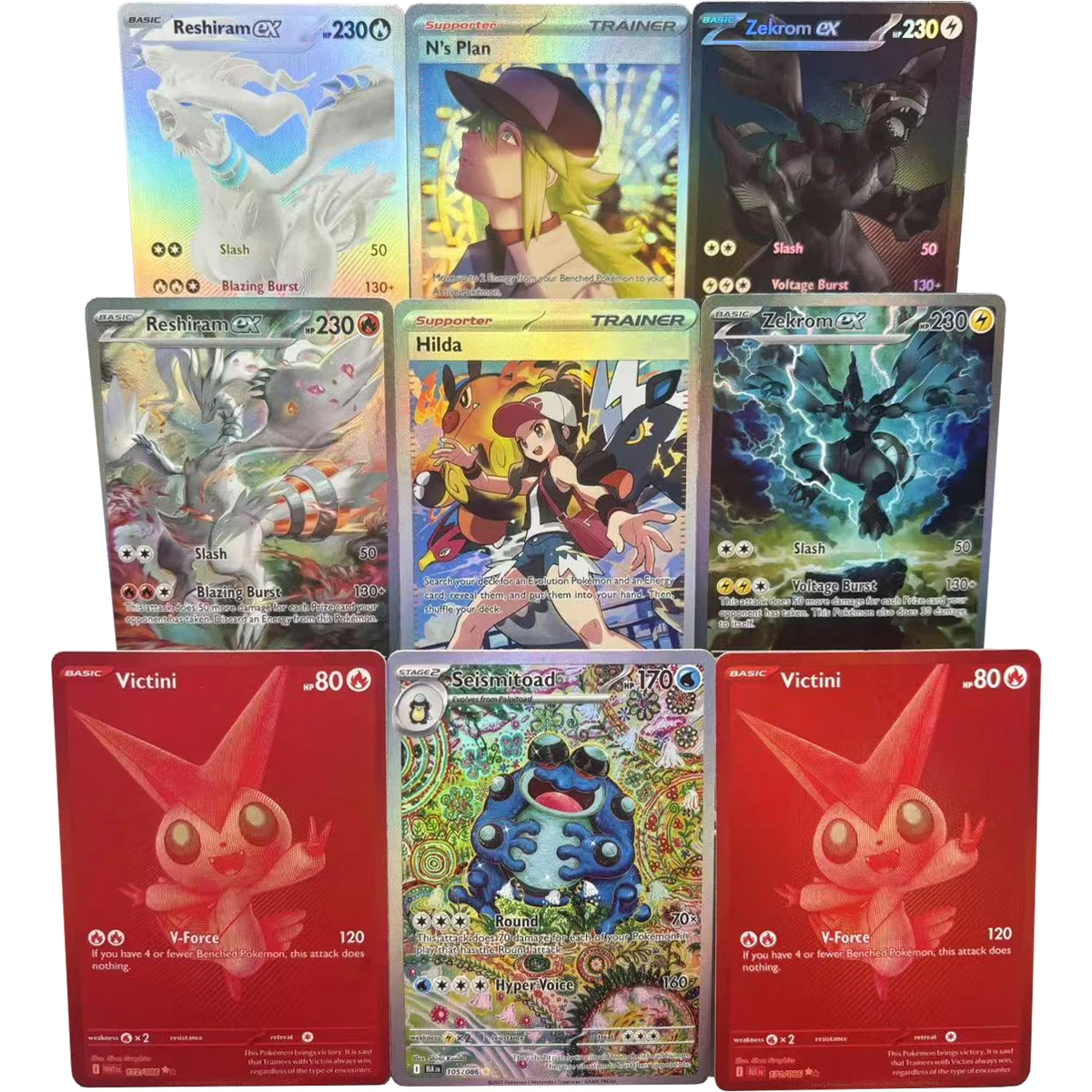 

Diy Self Made PTCG Reshiram Zekrom Rayquaza Mew Charizard Flash Card Kyurem Hilda Classic Anime Collection Cards Gift Toys