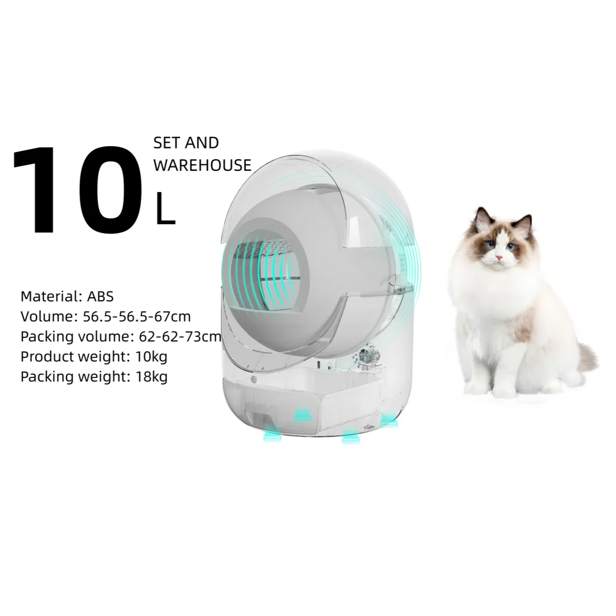 2023 Hot Pets cleaning prudocts Self Cleaning No Scooping automatic Cat Box with Ionic Deodorizer and APP wifi