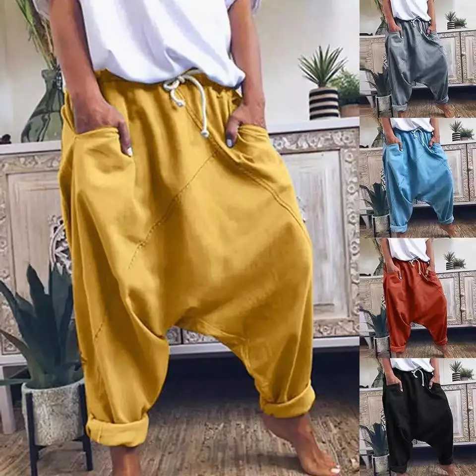 Women's Casual Harem Crotch Pants, Fashionable Lace-up Harem Pants, Women Trousers, Oversized Hip-hop Streetwear Woman